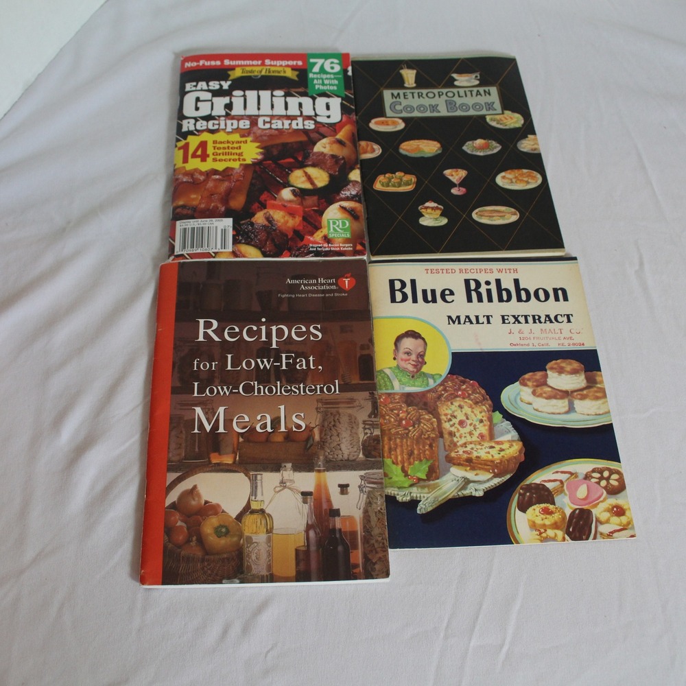 Vintage‎ Cookbooks Lot Recipes Grilling Low Fat Cholesterol Malt Extract